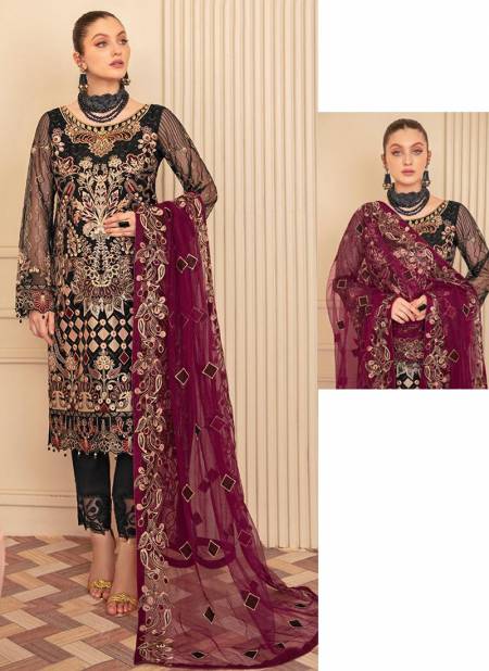 Black Colour Ramsha Hit Vol 2 New Designer Fox Georgette Salwar Suit Collection 136